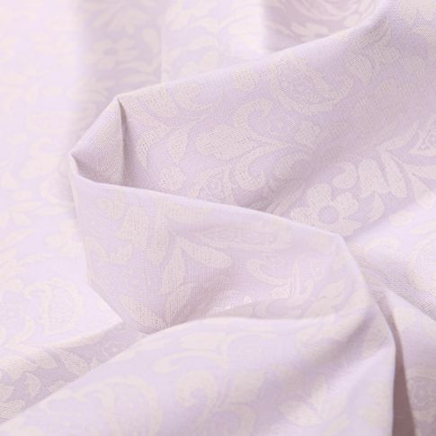 Tissu Coton MC Fabrics Petites arabesques et fleurs sur fond Blanc
