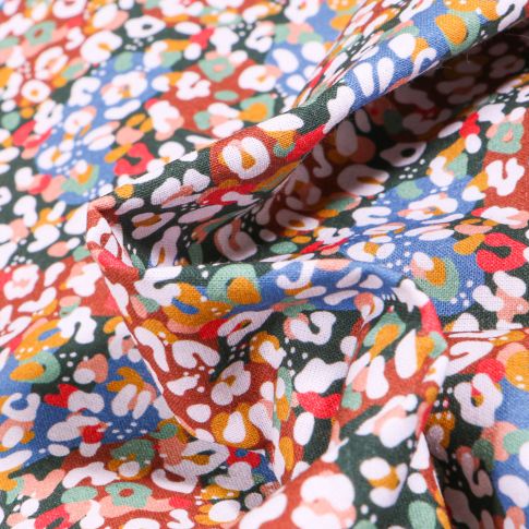 Tissu Coton MC Fabrics Taches léopard blanches sur fond Multicolore