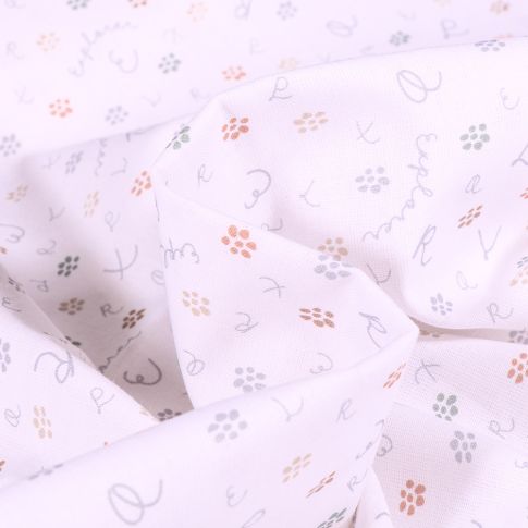 Tissu Coton imprimé Explorer sur fond Blanc