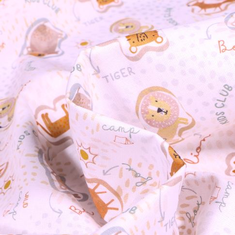 Tissu Coton imprimé Let's go wild sur fond Blanc