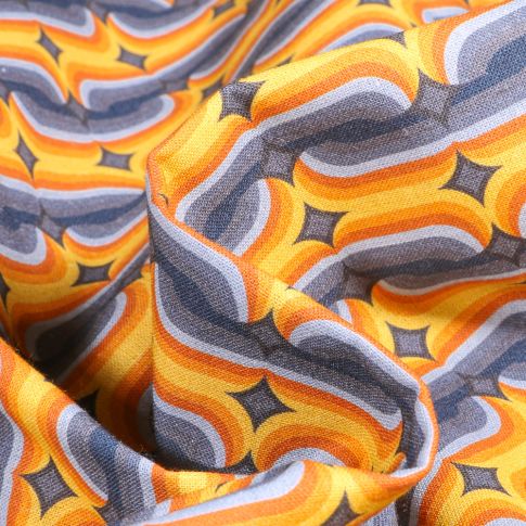 Tissu Coton imprimé Sixta Gika sur fond Gris