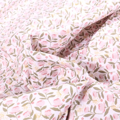 Tissu Coton imprimé MC Fabrics Tulipes sur fond Blanc