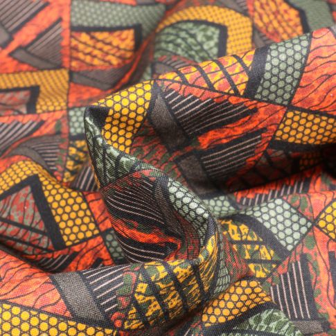 Tissu Coton imprimé Awa sur fond Noir