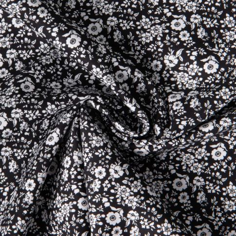 Tissu Coton imprimé Lutos Pia sur fond Noir