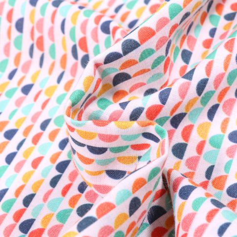 Tissu Coton MC Fabrics Demi cercles multicolores sur fond Blanc