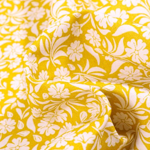 Tissu Coton MC Fabrics Garden sur fond Jaune