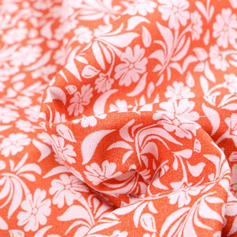 Tissu Coton MC Fabrics Garden sur fond Saumon