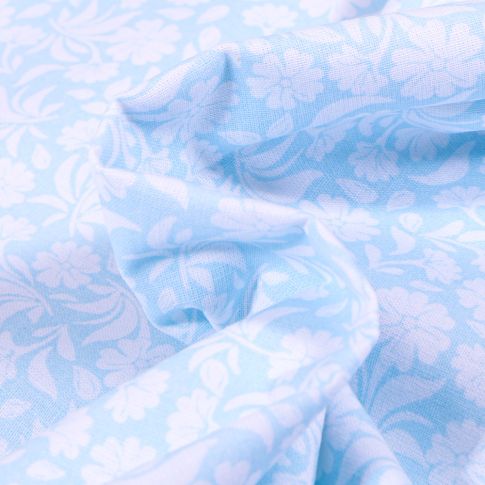 Tissu Coton MC Fabrics Garden sur fond Bleu ciel