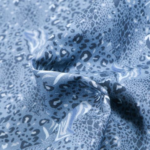 Tissu Coton MC Fabrics Taches féline sur fond Bleu