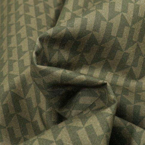 Tissu Coton MC Fabrics Flèches sur fond Vert kaki