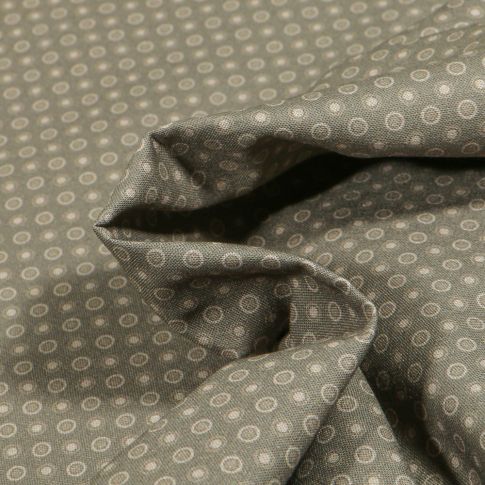 Tissu Coton MC Fabrics Cercles vert clair sur fond Vert kaki