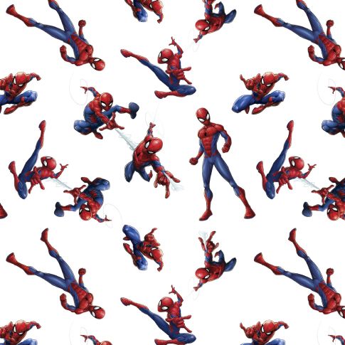 Tissu Coton sous licence Bio Spiderman sur fond Blanc
