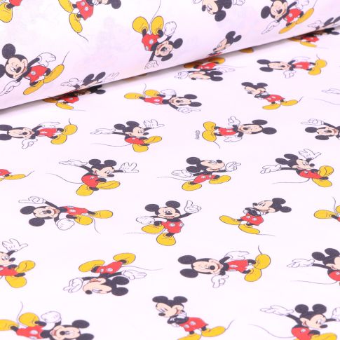 Tissu Coton imprimé sous licence Bio Mickey sur fond Blanc