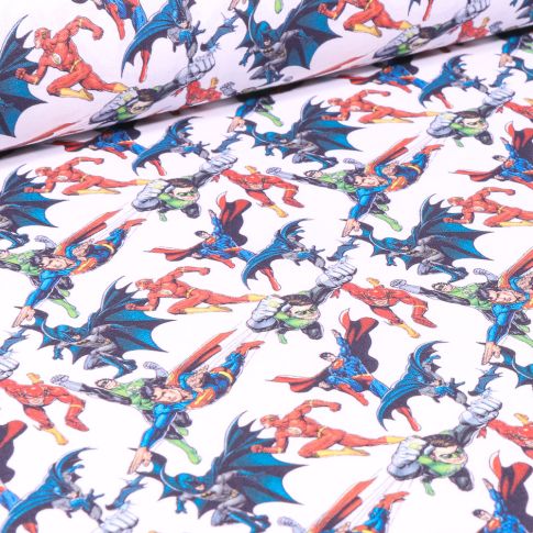 Tissu Coton imprimé sous licence Bio Super héros Avengers GO sur fond Blanc
