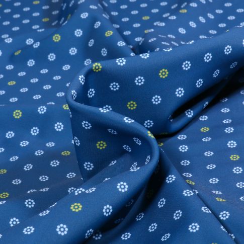 Tissu Lycra maillot de bain Mini Flores sur fond Bleu marine