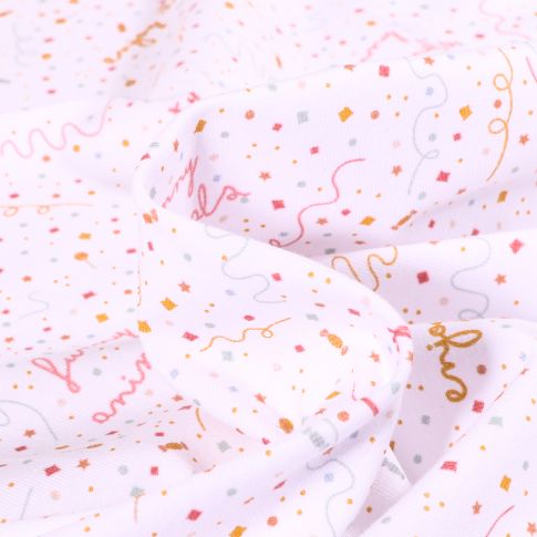 Tissus Jersey Coton Funny confettis sur fond Blanc