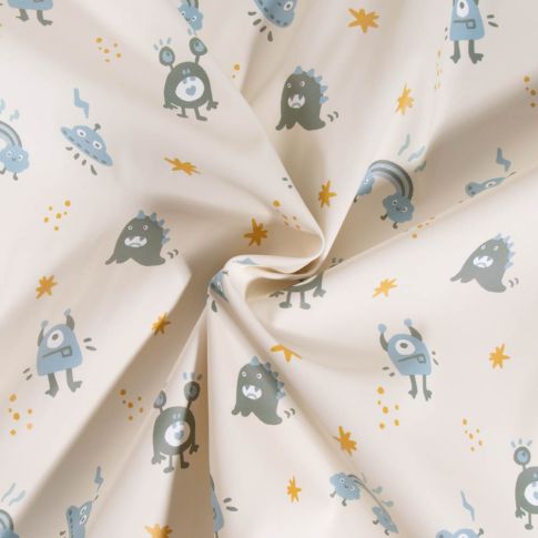 Tissu Coton imprimé Montres et étoiles sur fond Blanc