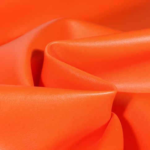 Tissu Simili cuir souple et épais uni Roma Orange