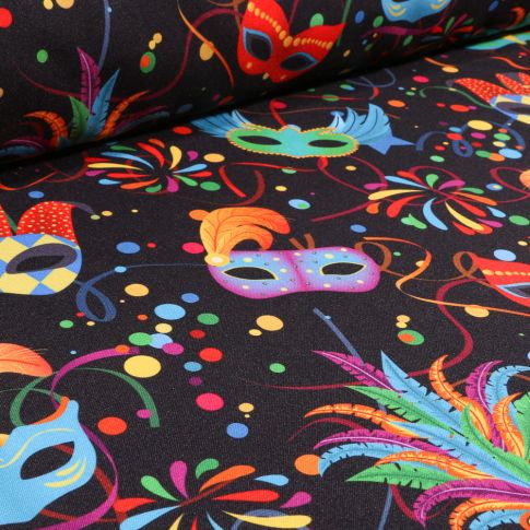 Tissu Burlington Carnaval sur fond Noir