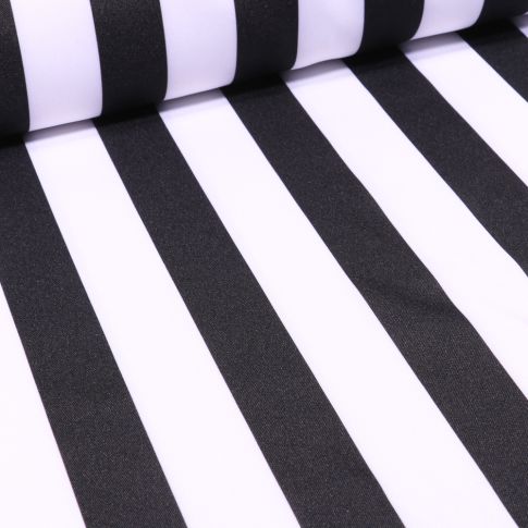 Tissu Burlington Rayures noires sur fond Blanc