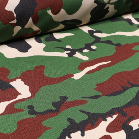 Tissu Burlington Camouflage sur fond Vert kaki