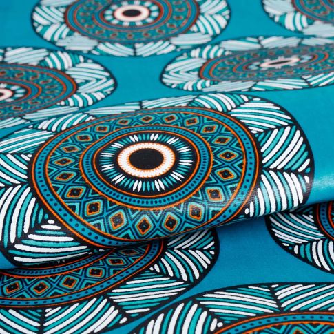 Tissu Wax africain n° 459 Bleu turquoise
