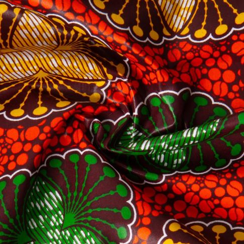 Tissu Wax africain n°601 sur fond Orange