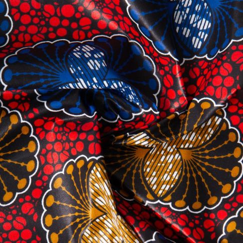 Tissu Wax africain n°607 sur fond Rouge