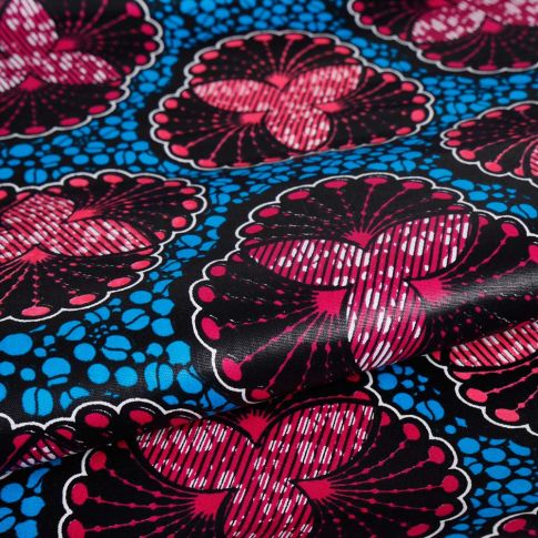 Tissu Wax africain n° 460 Bleu