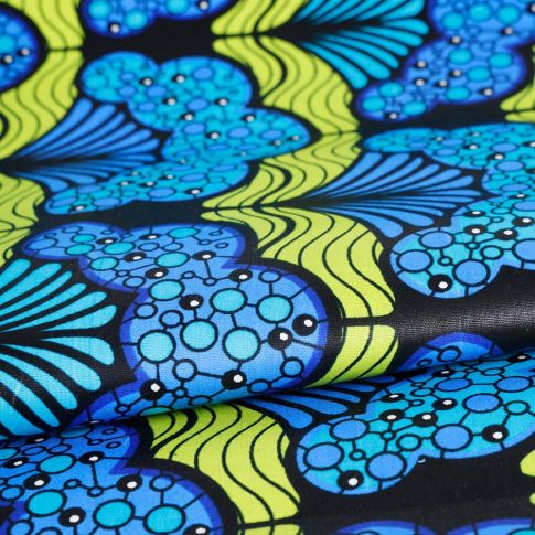 Tissu Wax africain n° 461 Bleu roi