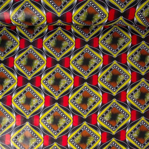 Tissu Wax africain n°625 sur fond Noir