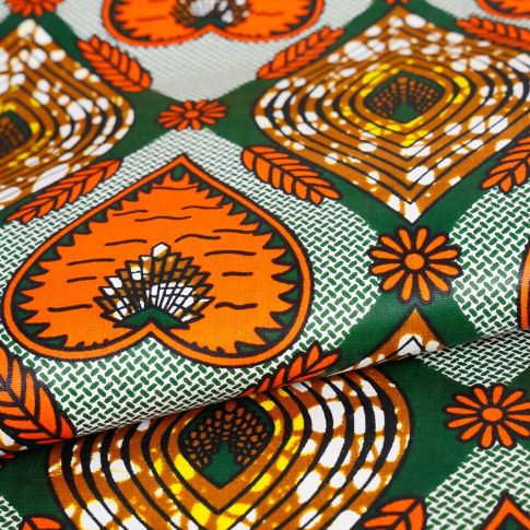 Tissu Wax africain n° 464 Vert