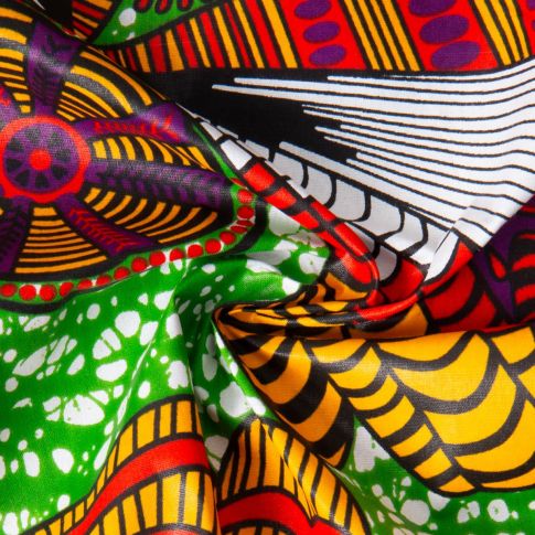 Tissu Wax africain n°912 sur fond Vert
