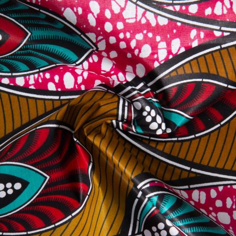 Tissu Wax africain n°936 sur fond Rose