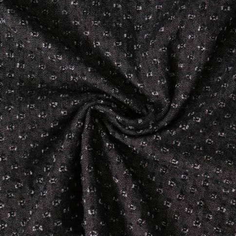 Tissu Jean Denim plumetis ajouré Noir