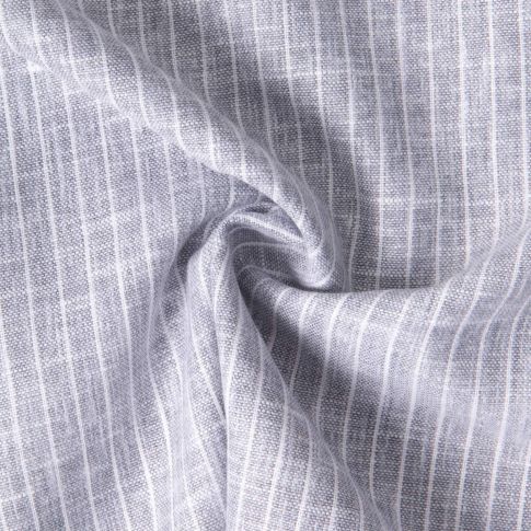 Tissu Polycoton aspect Lin rayé Bleu gris