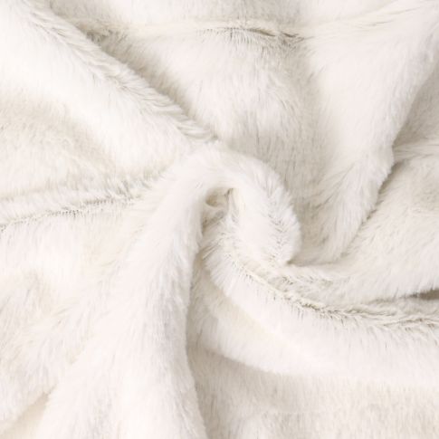 Tissu Fausse fourrure Ecru envers Jersey Gris anthracite chiné