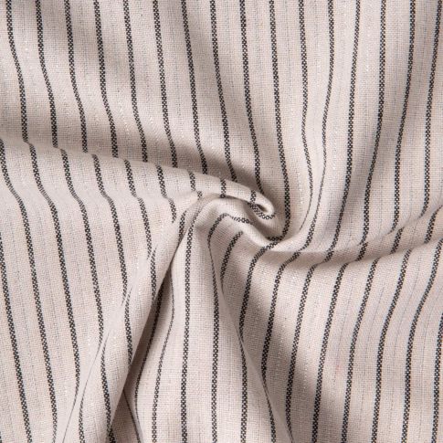 Tissu Coton Lin Viscose lurex rayures sur fond Naturel