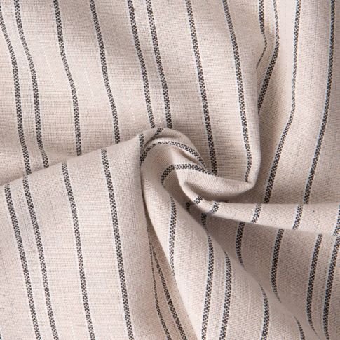 Tissu Coton Lin Viscose lurex rayé sur fond Naturel