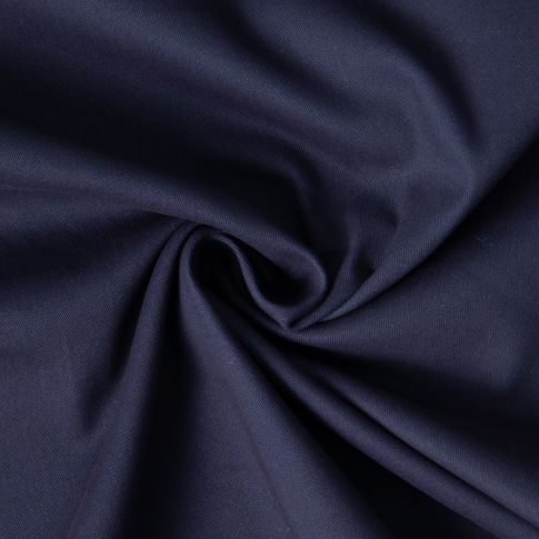 Tissu Coton Sergé légèrement extensible uni Bleu marine