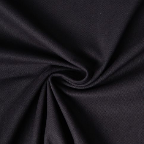 Tissu Coton Sergé légèrement extensible uni Noir