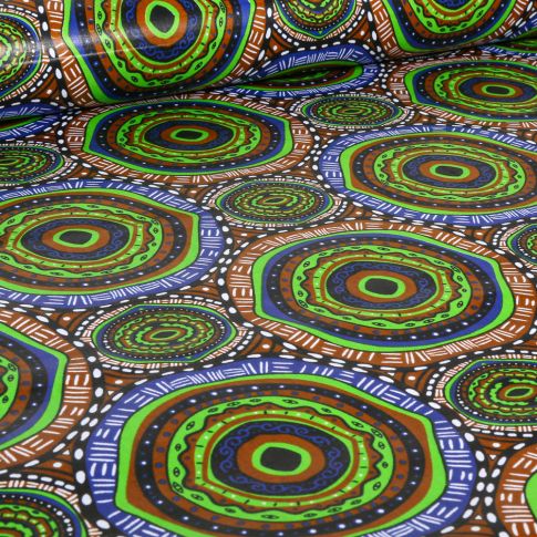Tissu Wax africain n°  707 sur fond Marron