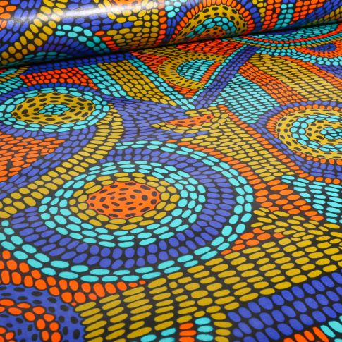 Tissu Wax africain n°  709 sur fond Noir