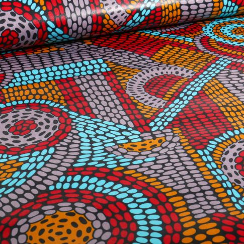 Tissu Wax africain n°  712 sur fond Noir