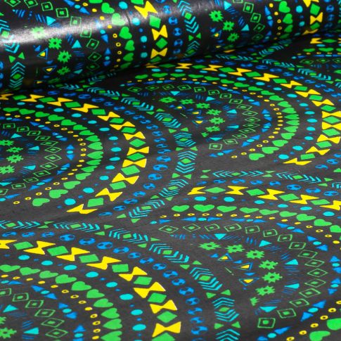 Tissu Wax africain n°  714 sur fond Noir