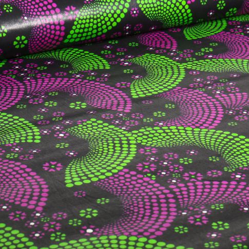 Tissu Wax africain n°  717 sur fond Noir