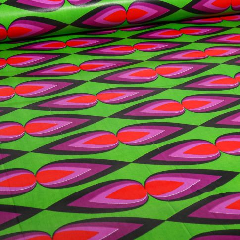 Tissu Wax africain n°  719 sur fond Vert