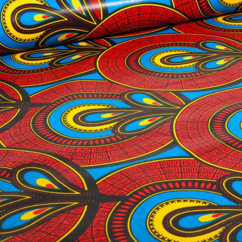 Tissu Wax africain n°  724 sur fond Bleu