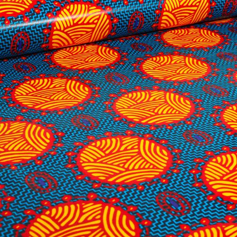 Tissu Wax africain n°  741 sur fond Bleu