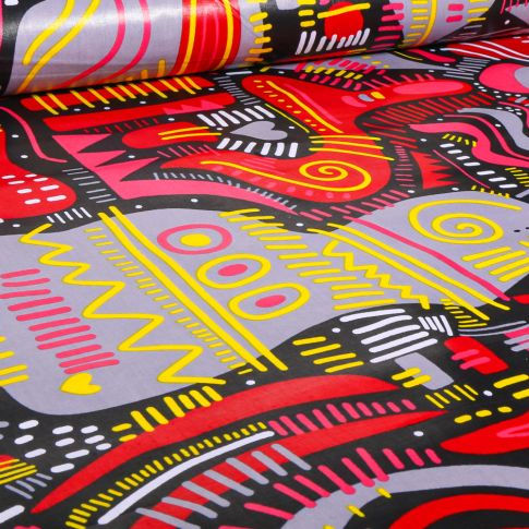 Tissu Wax africain n°  752 sur fond Noir